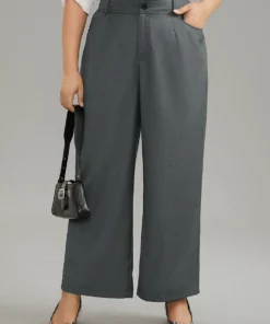 Plain Pockec Straight Leg Zipper Fly Pants