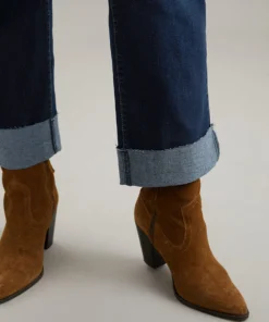 Solid Roll Hem Very Stretchy Straight Leg Jeans -Clothing Shop 782418251 vm