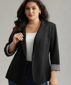 Suit Collar Striped Patchwork Blazer