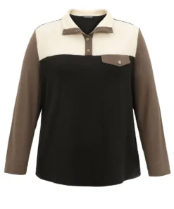 Contrast Patchwork Button Up Flap Detail Sweatshirt 13 Contrast Patchwork Button Up Flap Detail Sweatshirt -Clothing Shop 783253800 pm