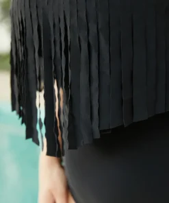 Cold Shoulder Fringe Trim One Piece Swimsuit -Clothing Shop 783679698 pn