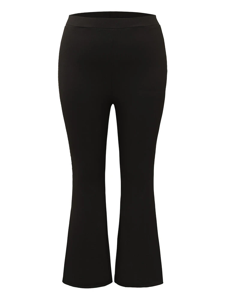 Plain Rib Knit Flare Leg Legging 10 Plain Rib Knit Flare Leg Legging - Image 8