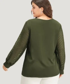 Plain Keyhole Lace Patchwork Lantern Sleeve Blouse -Clothing Shop 786370449 km 1f54e930 a2c6 495e 9c66 031bf0ad50e0