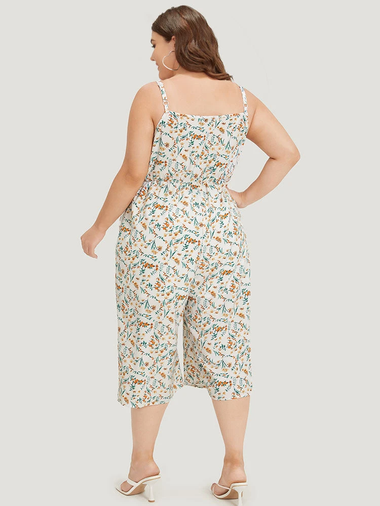 Ditsy Floral Ruffle Trim Pocket Wrap Cami Jumpsuit 5 Ditsy Floral Ruffle Trim Pocket Wrap Cami Jumpsuit - Image 3