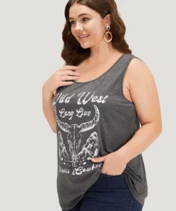 Western Country Graphic Crew Neck Tank Top 12 Western Country Graphic Crew Neck Tank Top -Clothing Shop 786451963 nj