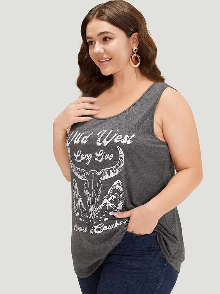 Western Country Graphic Crew Neck Tank Top 5 Western Country Graphic Crew Neck Tank Top - Image 3