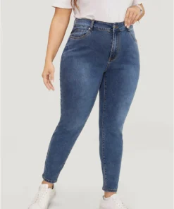 Skinny Very Stretchy High Rise Medium Wash Ankle Jeans -Clothing Shop 786985895 hw