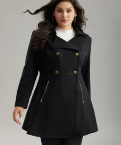 Lapel Collar Metal Detail Zipper Pocket Coat -Clothing Shop 787635239 wm ed602f09 1543 4608 919a 2a53bc837406