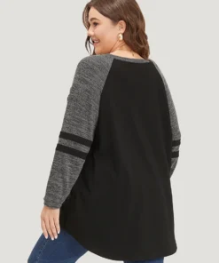 Striped Contrast Pocket Raglan Sleeve High Low Hem Sweatshirt -Clothing Shop 788322794 oa ebf243fa f69a 40ac 9600 939cd752cec3