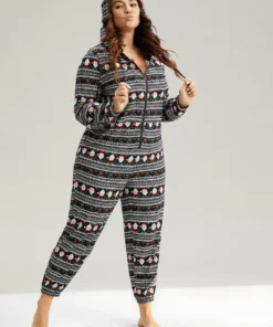 Christmas Print Zipper Hooded Drawstring Sleep Jumpsuit 11 Christmas Print Zipper Hooded Drawstring Sleep Jumpsuit -Clothing Shop 790000040 ck
