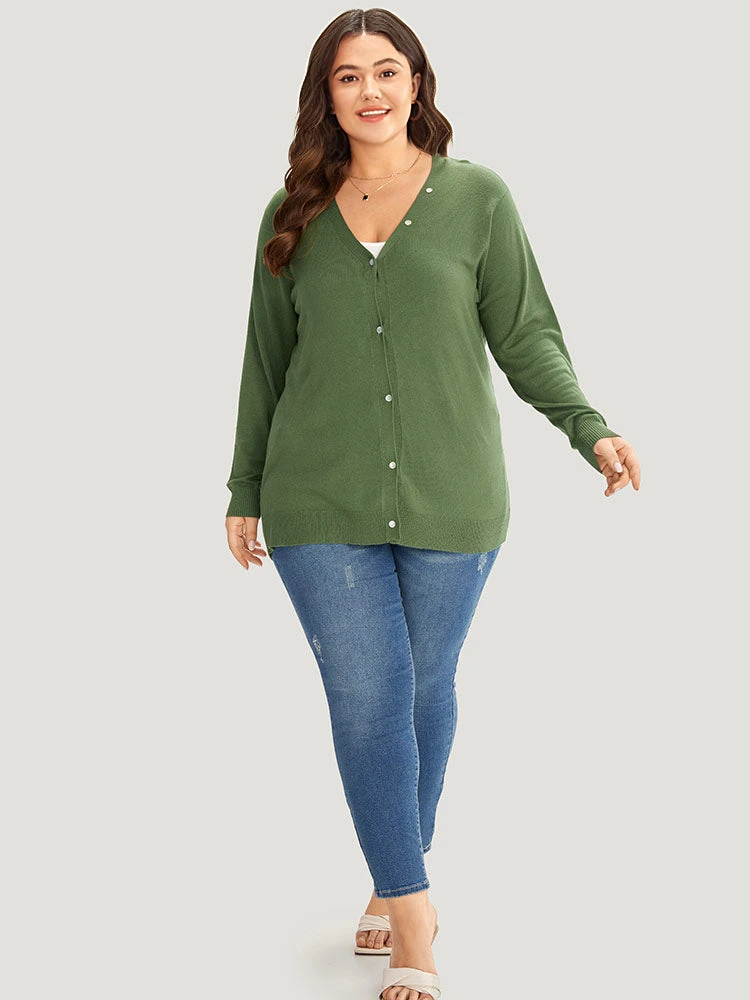 Supersoft Essentials Plain Button Detail Very Stretchy Cardigan 8 Supersoft Essentials Plain Button Detail Very Stretchy Cardigan - Image 6