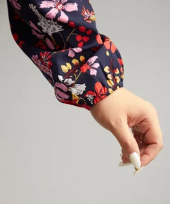 Floral Print Gathered Lantern Sleeve Blouse 18 Floral Print Gathered Lantern Sleeve Blouse -Clothing Shop 790781527 wz