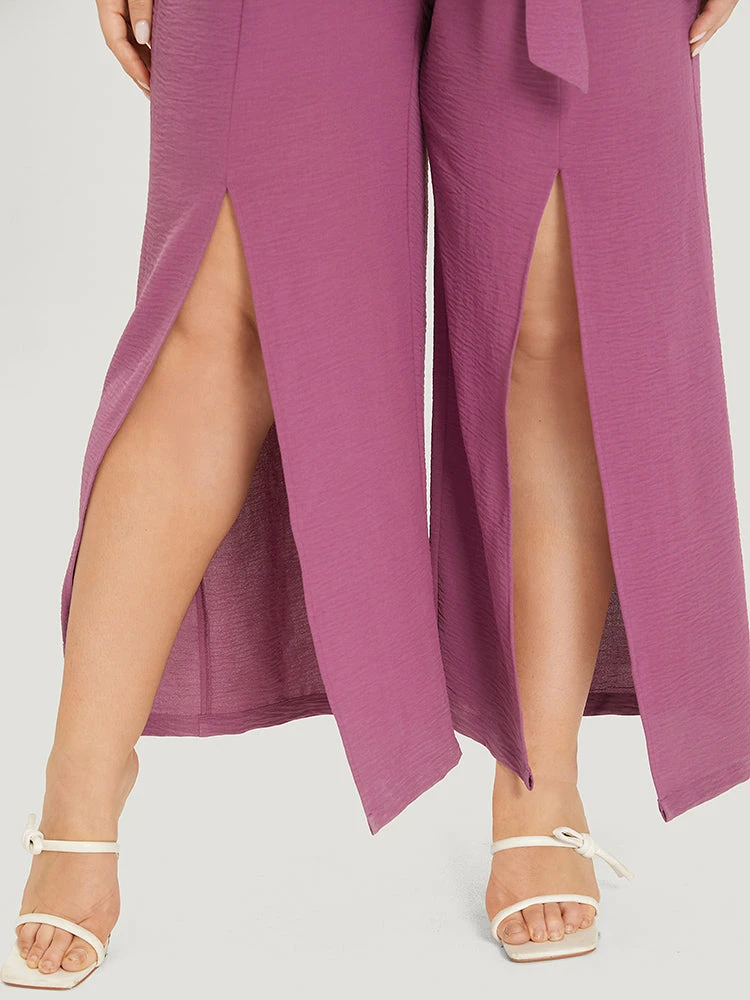 Plain Split Front Pocket Surplice Neck Belted Jumpsuit 8 Plain Split Front Pocket Surplice Neck Belted Jumpsuit - Image 6