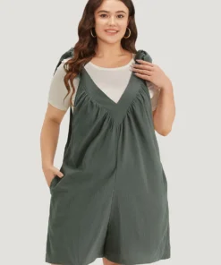 Plain Bowknot Gathered Pocket Overall Jumpsuit 11 Plain Bowknot Gathered Pocket Overall Jumpsuit -Clothing Shop 792208976 tp