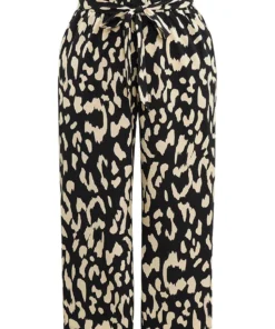 Leopard Elastic Waist Ties Wide Leg Pants -Clothing Shop 792524039 cl