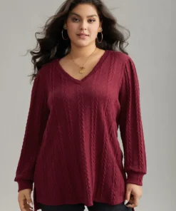 Plain Cable Knit Elastic Cuffs Sweatshirt 16 Plain Cable Knit Elastic Cuffs Sweatshirt -Clothing Shop 792556653 we