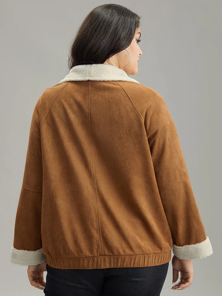 Contrast Lapel Collar Patched Pocket Jacket 4 Contrast Lapel Collar Patched Pocket Jacket - Image 2