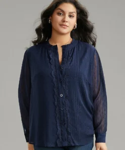 Guipure Lace Mesh Button Through Blouse -Clothing Shop 793303190 wn