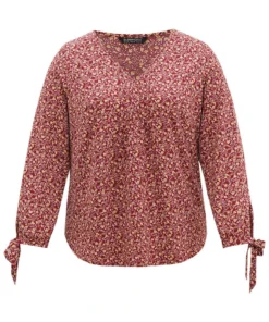 Ditsy Floral Ties V Neck Pleated Blouse 15 Ditsy Floral Ties V Neck Pleated Blouse -Clothing Shop 794401223 zp