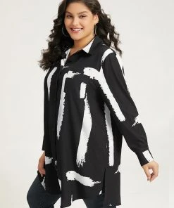 Halloween Brush Print Button Through Split Hem Kimono -Clothing Shop 794487073 fh