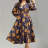 Floral Elastic Waist Wrap Split Hem Dress 1 Floral Elastic Waist Wrap Split Hem Dress -Clothing Shop 794834155 sx