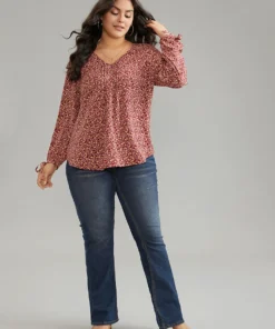 Ditsy Floral Ties V Neck Pleated Blouse 11 Ditsy Floral Ties V Neck Pleated Blouse -Clothing Shop 794840478 kz