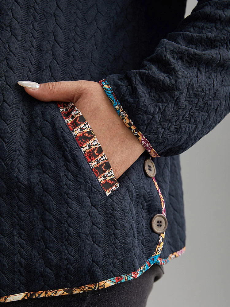 Texture Pocket Patchwork Button Detail Jacket 10 Texture Pocket Patchwork Button Detail Jacket - Image 8