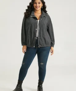 Solid Texture Button Through Pocket Shacket -Clothing Shop 795655055 bi 0f5be257 a834 4a88 a76d d7a739983dd8