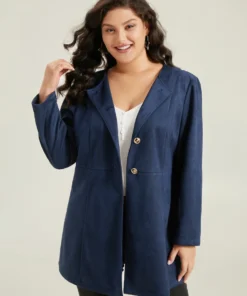 Plain Pleated Metal Detail Jacket -Clothing Shop 796768089 cc