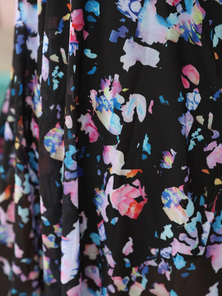 Graphic Print Ruffles Crisscross Deep V Neck Swim Dress 11 Graphic Print Ruffles Crisscross Deep V Neck Swim Dress - Image 9