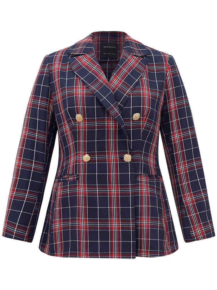 Plaid Suit Collar Button Up Pocket Blazer 10 Plaid Suit Collar Button Up Pocket Blazer - Image 8