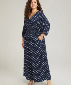 Polka Dot V Neck Knot Backless Lantern Sleeve Jumpsuit -Clothing Shop 797874227 ii 18259b39 01db 4491 a55f efe0339f474b