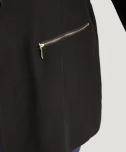 Lapel Collar Zipper Button Up Blazer -Clothing Shop 797951667 lk