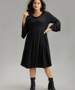 Supersoft Essentials Solid Ruffles Pleated Dress 15 Supersoft Essentials Solid Ruffles Pleated Dress -Clothing Shop 797970224 we