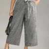 Plaid Belted Bowknot Wide Leg Pants -Clothing Shop 798095668 zo