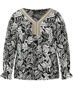 Silhouette Floral Print Contrast Webbing Blouse -Clothing Shop 798339216 nz