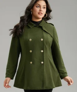 Plain Double Breasted Lapel Collar Coat -Clothing Shop 798590229 ec 21ac0a7d eed2 46f4 9a3b 4bda464d578f