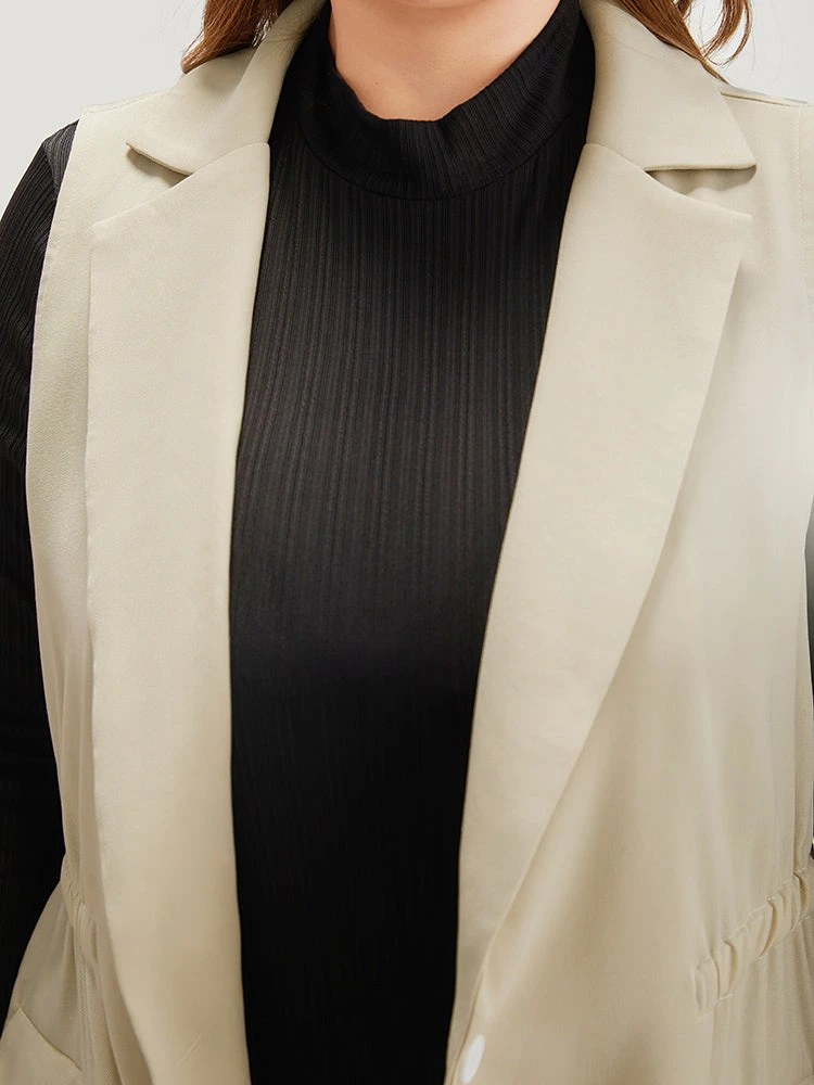 Anti-Wrinkle Plain Suit Collar Pocket Sleeveless Blazer 8 Anti-Wrinkle Plain Suit Collar Pocket Sleeveless Blazer - Image 6