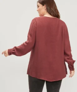 Solid V Neck Button Up Asymmetrical Hem Blouse -Clothing Shop 799897863 wj e00f16b3 607c 4ad2 8ddd 88fa8a19de2e