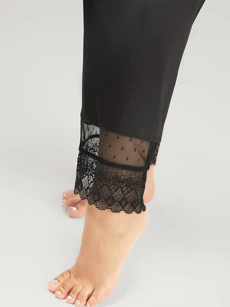 Solid Mesh Lace Wrap Belted Pajama Set 9 Solid Mesh Lace Wrap Belted Pajama Set - Image 7