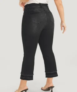 Bootcut Very Stretchy High Rise Dark Wash Fringe Detail Jeans -Clothing Shop 800561931 lr