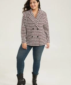 Halloween Gingham Tweed Plisse Double Breasted Coat -Clothing Shop 800589812 yw