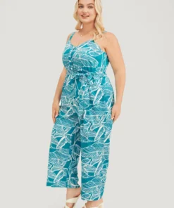 Plant Print Button Through Pocket Belt Cami Jumpsuit -Clothing Shop 800658846 df b7579572 4c89 4810 a35e e0cafcd4ecca