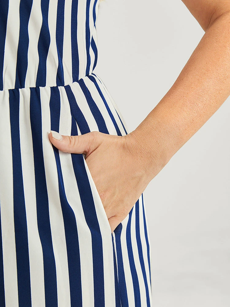 Striped Print Contrast Lace Pocket Knot Tassels Tank Jumpsuit 11 Striped Print Contrast Lace Pocket Knot Tassels Tank Jumpsuit - Image 9