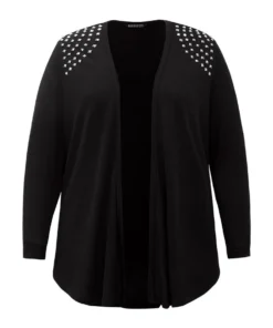 Plain Rivets Detail Open Front Asymmetrical Hem Kimono -Clothing Shop 80079024 vu 62e1d864 ecdf 4a52 a094 943d48cd6d9a