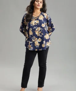 Floral Print Lace Up Button Down Blouse -Clothing Shop 800837131 tm 293383d6 cb90 481f 967a 047746c41652