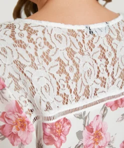 Floral Lace Ruffle Sleeve High Low Hem Blouse -Clothing Shop 801036391 wc 94b0e965 d7da 47ed 9750 49883e441323