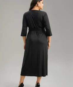 Square Neck Metal Detail Belted Gathered Dress -Clothing Shop 801112697 nj 9390f348 4058 4e08 bfed 417bce9e8d98