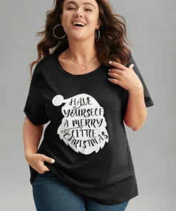 Christmas Print Round Neck Roll Sleeve T-shirt 24 Christmas Print Round Neck Roll Sleeve T-shirt -Clothing Shop 801775372 vq ae1bd4d9 dba0 480f 9f34 1eda42a5d660