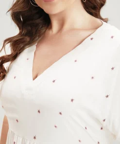 Floral Print Dolman Sleeve V Neck Pocket Ruffle Hem Dress -Clothing Shop 802114658 im